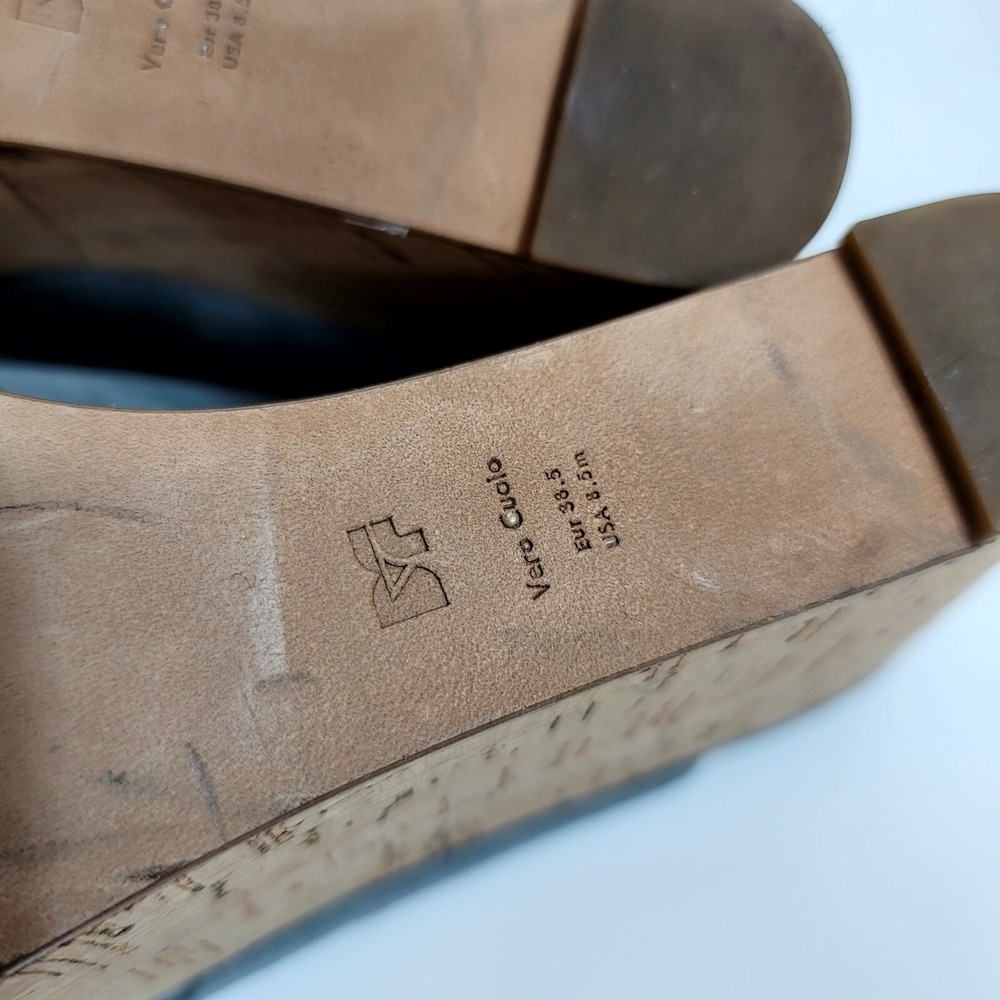 DVF Juno Blue Suede Cork Wedge Sandals Slingback Womens 8.5 Platform Retro - Picture 8 of 11